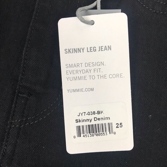 Yummie Women’s Size 25 Black Mid-Rise Dark Wash Skinny Jean NWT - Picture 10 of 12